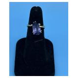 14KT TANZANITE & DIAMOND RING 3 DWT SZ 6.5