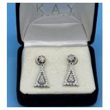 14KT DIAMOND TRIANGLE DROP EARRINGS - 2.2 DWT