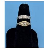 TWO 14KT DIAMOND RINGS - 2 DWT - TWO TONE BAND SZ