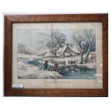 CURRIER & IVES HAND PAINTED LITHOGRAPH ' THE