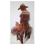PLASMA CUT STEEL SILHOUETTE OF COWBOY, LATE