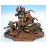 19TH C. GILT BRONZE FIGURAL GROUP, CHILDREN WITH