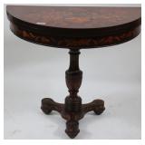 19TH C. INLAID CARD TABLE, MARQUETRY INLAY, OLD