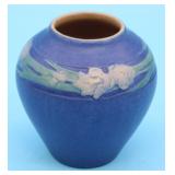 NEWCOMB COLLEGE ART POTTERY VASE, BLUE WITH