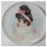 LARGE ROUND MINTON PORTRAIT PLAQUE, WOMAN IN