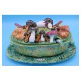 ITALIAN MAJOLICA COVERED TUREEN & UNDERLINER, 3D