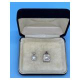 TWO 14KT CZ PENDANTS - CIRCULAR & SQUARE WITH