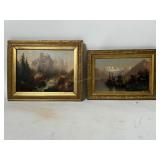 TWO OIL ON BOARD SMALL PAINTINGS UNSIGNED - ONE