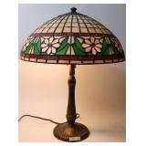 HANDEL LAMP, FLORAL GEOMETRIC DESIGNS SHADE,