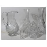 5 PCS. CUT GLASS, SIGNED LIBBEY HANDLED PITCHER