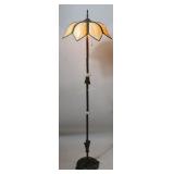 ART DECO FLOOR LAMP, SHAPED SLAG GLASS SHADE
