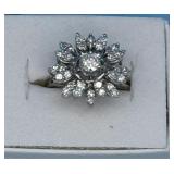 14KT WHITE GOLD DIAMOND CLUSTER RING 40PT CENTER