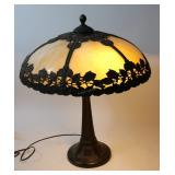 BENT PANEL SLAG GLASS LAMP CARMEL GLASS PANELS,