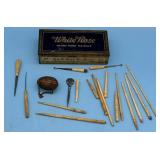 BONE BUTTON HOOKS, BONE SEWING TOOLS, VICTORIAN