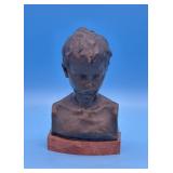 ITALIAN BRONZE BUST OF YOUNG BOY 8' ON MARBLE