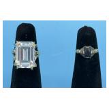 TWO 10KT RINGS - OVERSIZED CZ RING SZ 5.5 &