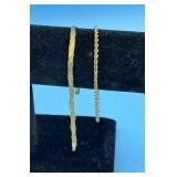 TWO 14KT BRACELETS BRAIDED 7' MISSING CLASP - 4.8