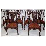SET OF 6 CONTEMPORARY CARVED MAHOGANY STYLE