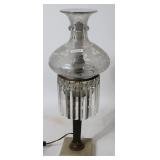 ASTRAL STYLE LAMP, 19TH C. DATED 1874, CUT &