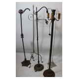 5 MISC. IRON FLOOR LAMPS, 1 WITH SEAHORSE, BRIDGE