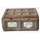 TRAMP ART LIFT TOP BOX, GLASS PANELS WITH PAPER