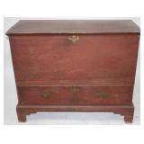 18TH C. 1 DRAWER BLANKET CHEST, PINE BRACKET
