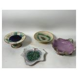 3PCS 19TH CENTURY MAJOLICA POTTERY - SHELL FORM