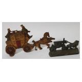 2 CASTI IRON HORSE DRAWN CARRIAGE DOOR STOPS, 1