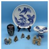 CHINESE FLO BLUE 9.5' CHARGER , CHINESE 3.25'
