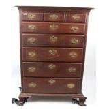 18TH C. CHIPPENDALE TALL CHEST, WALNUT, 3 DRAWERS