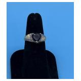 14KT AMETHYST HEART RING WITH ACCENT DIAMONDS 2.1