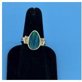14KT BLACK OPAL & DIAMOND RING 3.3 DWT SZ 8