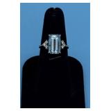 18KT AQUAMARINE & DIAMOND RING 2.9 DWT - SZ 7