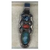 PATRICK YAZZIE NAVAJO STERLING , CORAL &