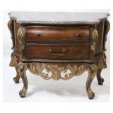 FRENCH STYLE BOMBAY CHEST WITH MARBLE TOP,