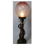 CHERUB LAMP, MID 20TH C. ETCHED FROSTED BALL