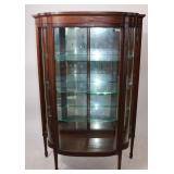 INLAID MAHOGANY CURVED GLASS CHINA CABINET, S