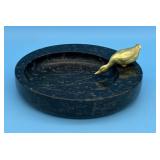 BLACK MARBLE & BRONZE MCM DUCK ASHTRAY