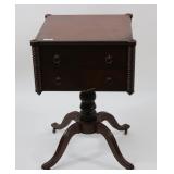 19TH C. MAHOGANY 2 DRAWER STAND, COOKIE CORNERS,