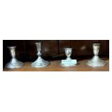 Four pairs sterling weighted candlesticks