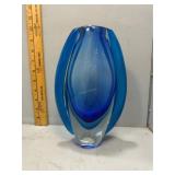 Contemporary Murano leaded glass vase in cobalt -