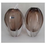 Pair Evolution by Waterford Brown Leaded glass vas