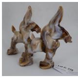 Imperial glass pair brown slag glass donkeys