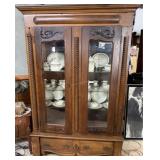 Oak glassfront display cabinet with double door st
