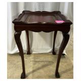 Pair pawfooted recessed end tables with leather st