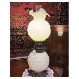 Fenton floral custard glass parlor lamp - 24" H
