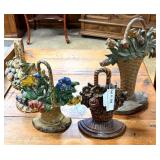 4x$ - Four floral basket cast iron door stops