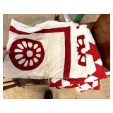 Red & white star quilt top 72" x 84" & Holms Count