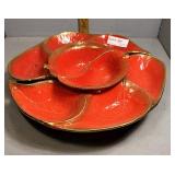 Three pc California pottery MCM oeuvres tray in bu