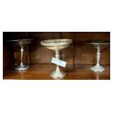Three sterling weighted pedestal compotes